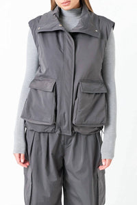 Grey Lab Snap Button Boxy Vest in grey - women's jacket - view 4