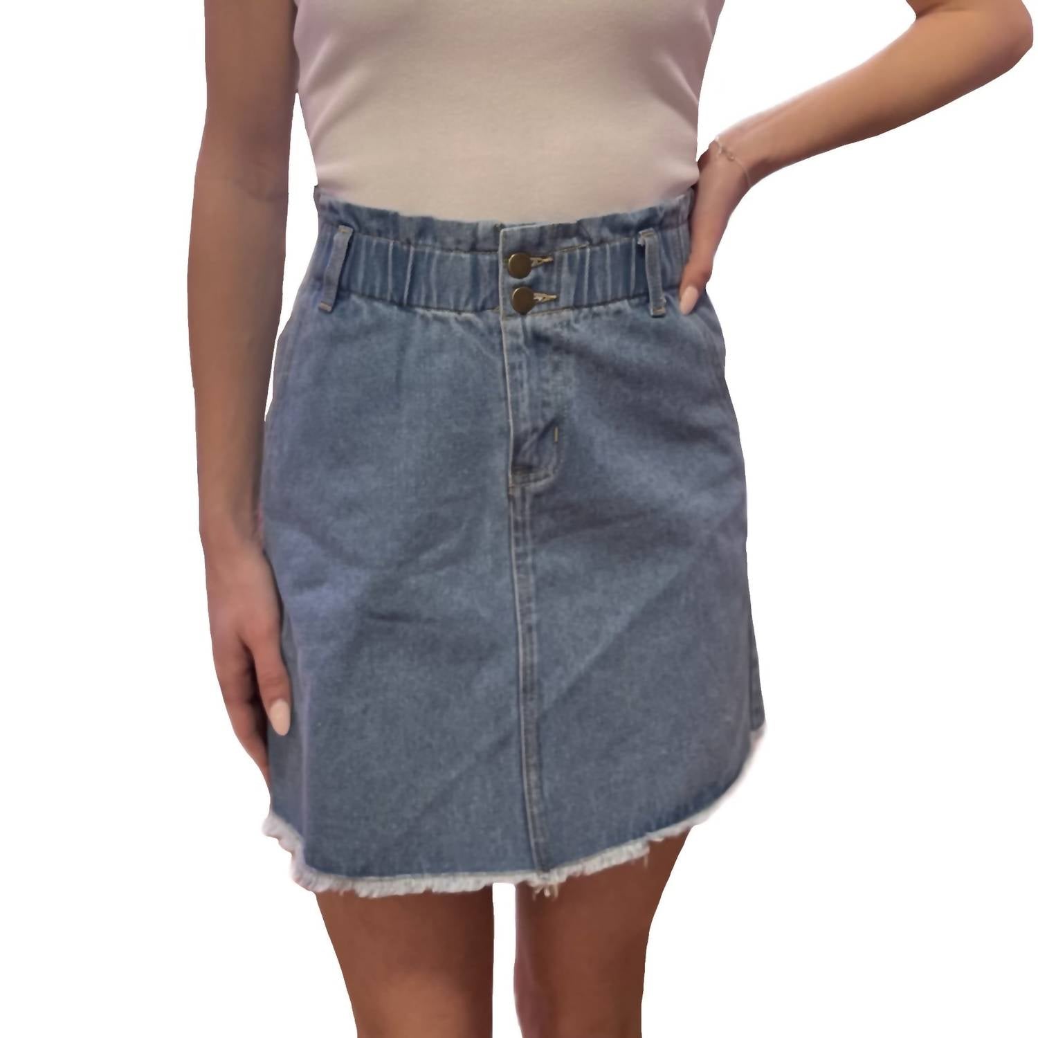 Hayden La - Elastic High Waist Denim Skirt