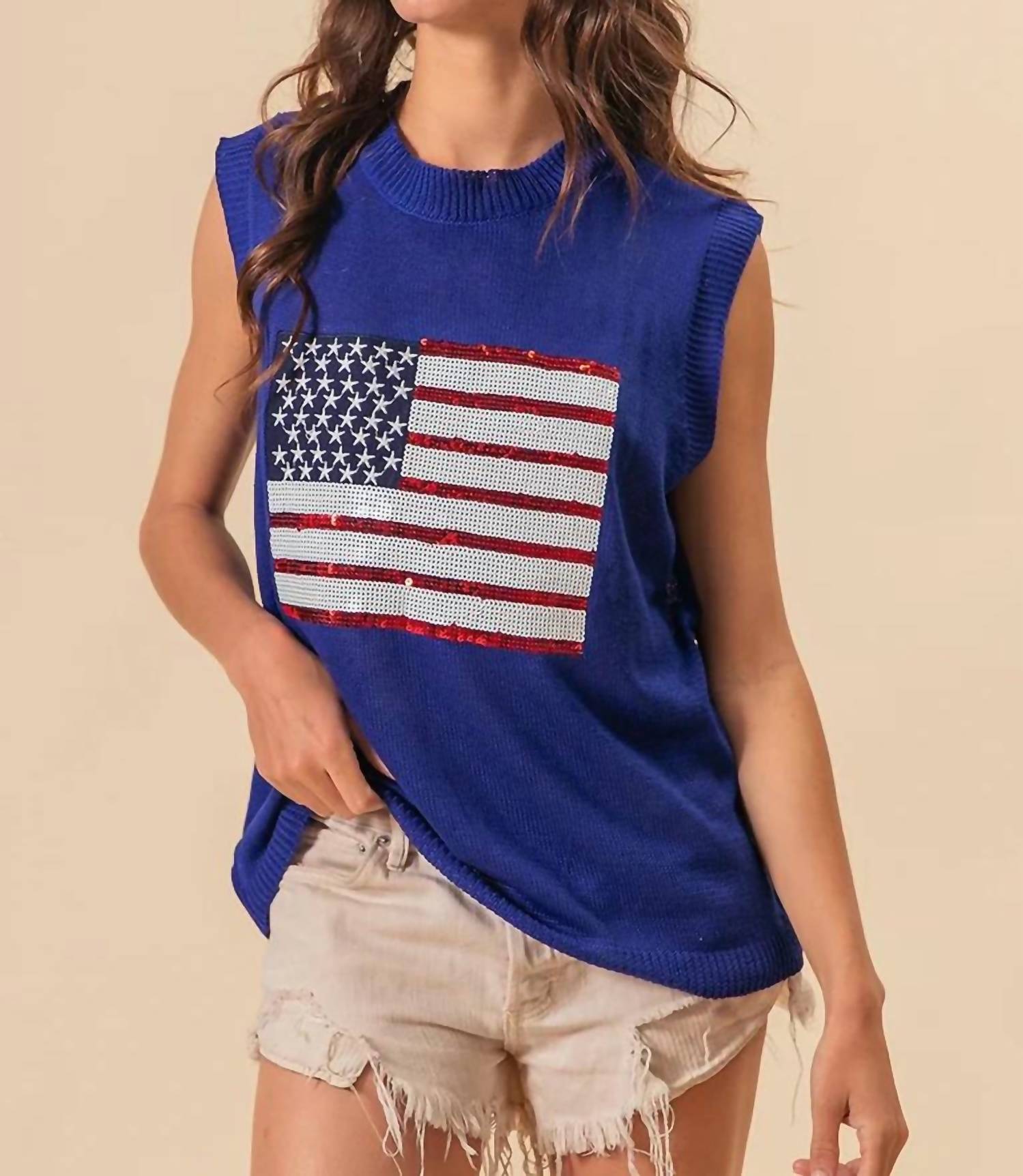 Bibi - Usa Flag Sequin Top