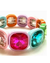 Iconic Mi - Women's Square Crystal Gemstone Stretch Bracelet