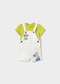 Mayoral - Boy's Dungaree Romper And T Shirt Set
