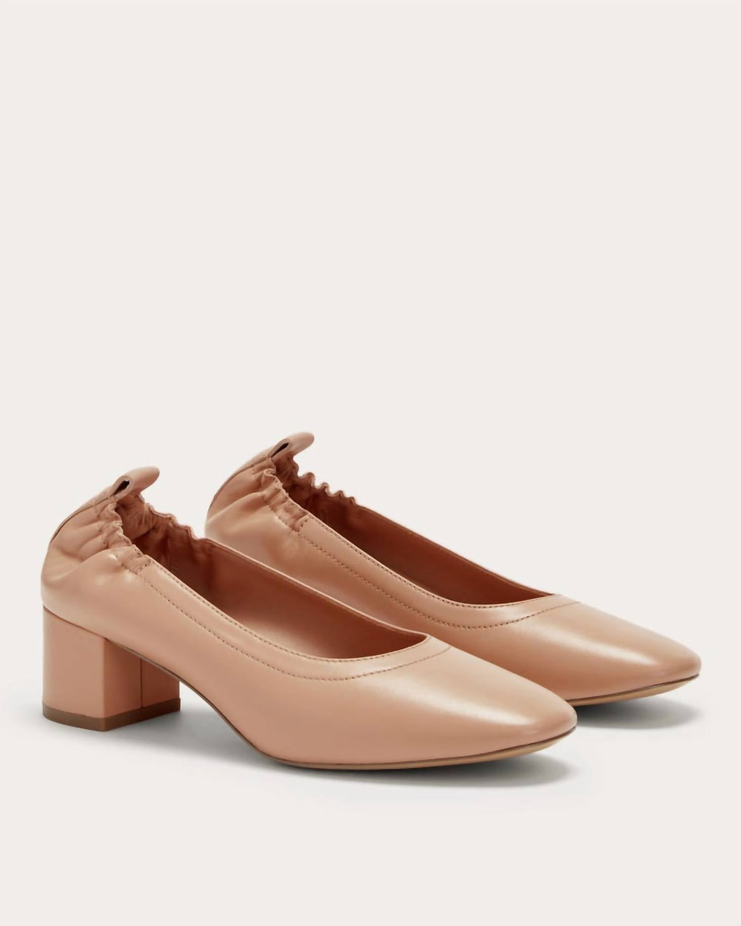 Everlane Women's The Day Heel in blush tan - women's heels - detail view