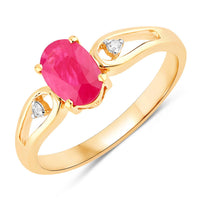 Diana M Jewels Women's Oval Natural Ruby Fashion Ring (0.95 Ct) - Delicate in 14k yellow gold - women's jewelry