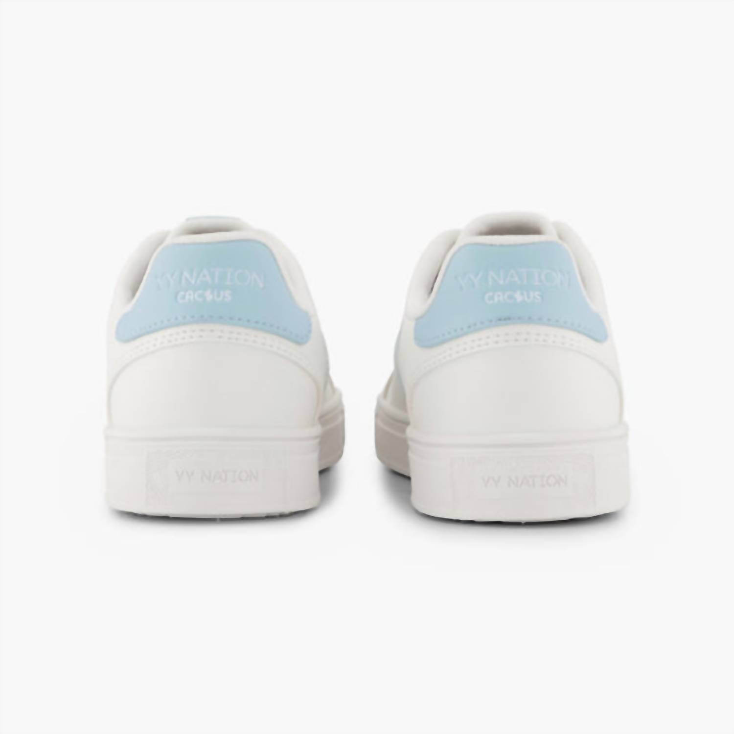 YY Nation Women's Fractus Cactus Sneaker in white sky blue white - women's sneaker - alternate view