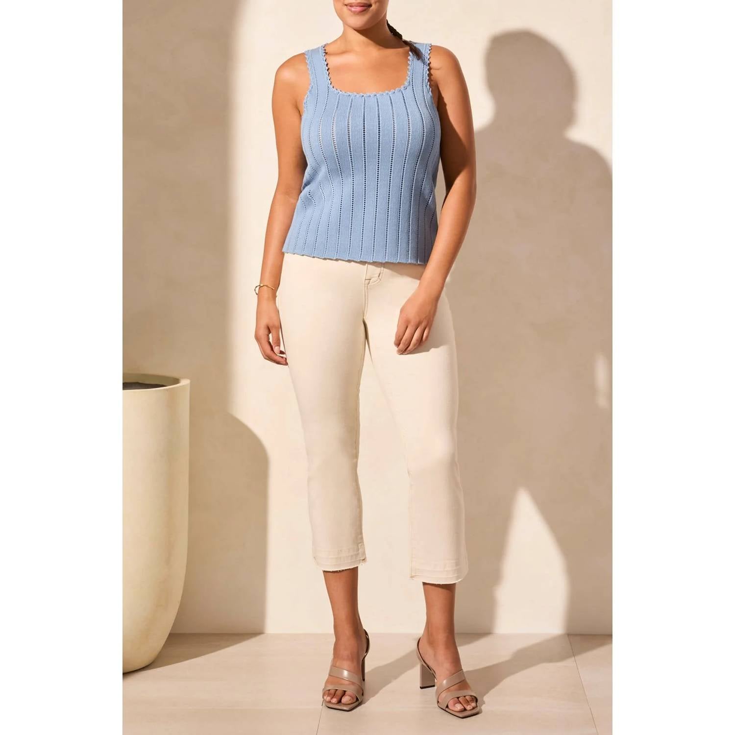 TRIBAL Knit Tank Top in scuba blue - women's tank top - view 4