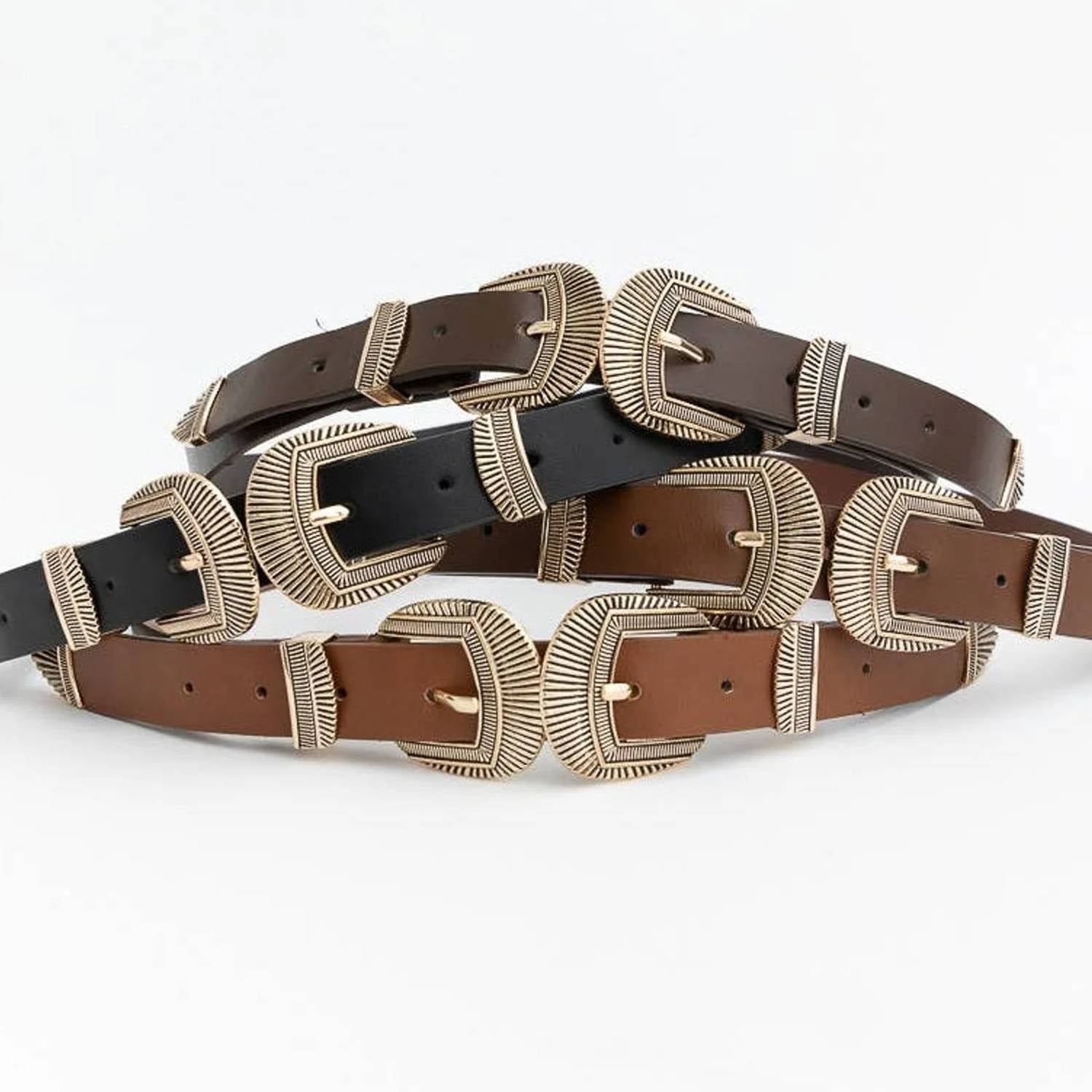 Leto - Women's Double Buckle Western Style Belt