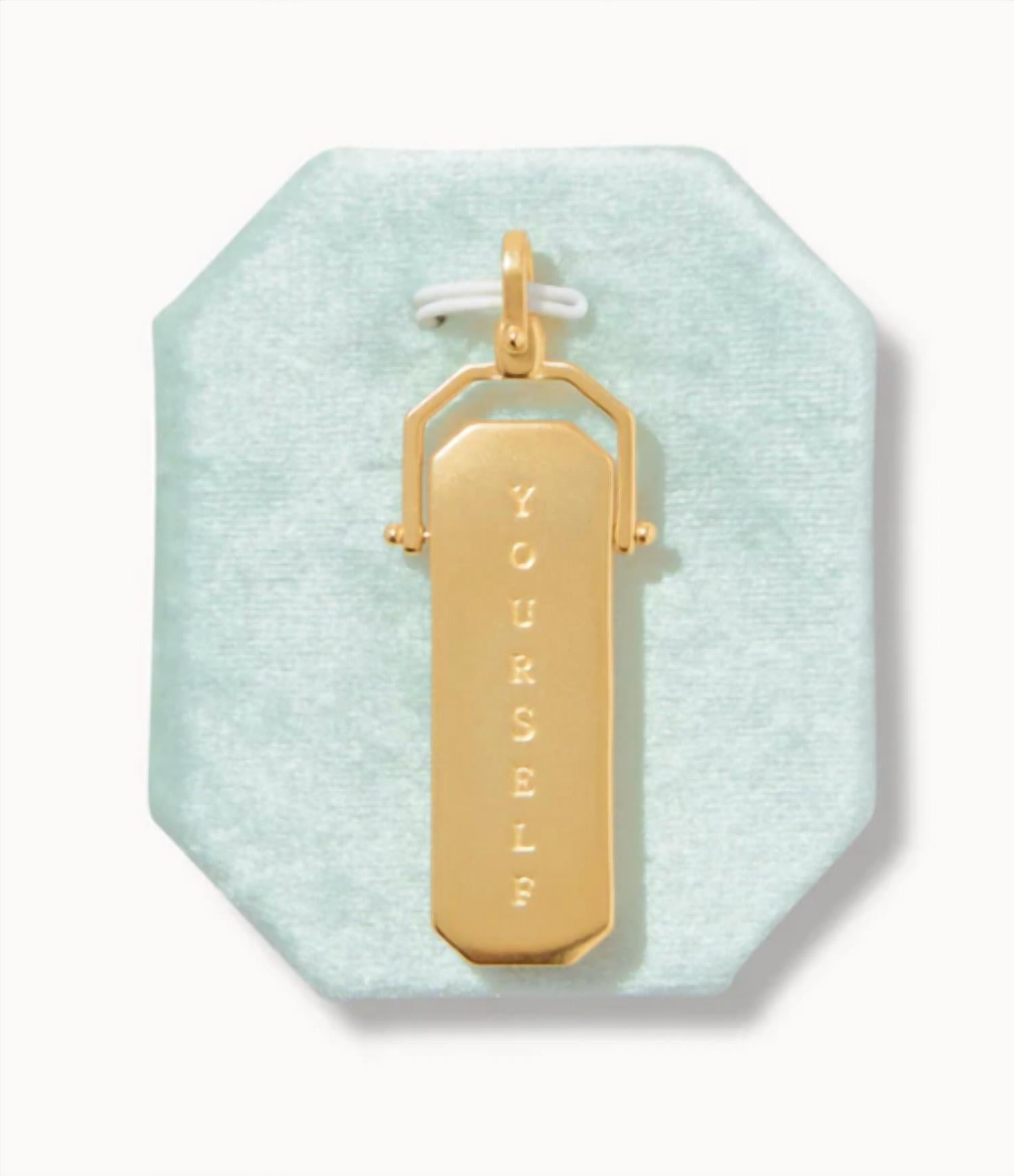 spartina 449 Women's Love Yourself Mother Of Pearl Charm in gold - women's jewelry - detail view