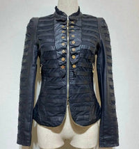 Belle D'Amour - Faux Leather Military Jacket