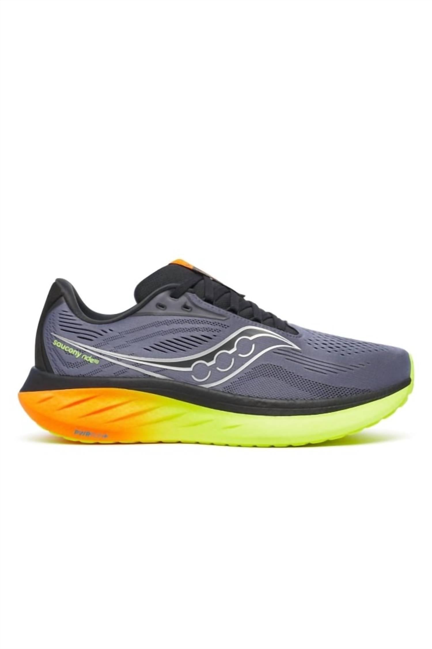 SAUCONY Men's Ride 18 Shoe in shadow vizi gris fonce - men's shoe