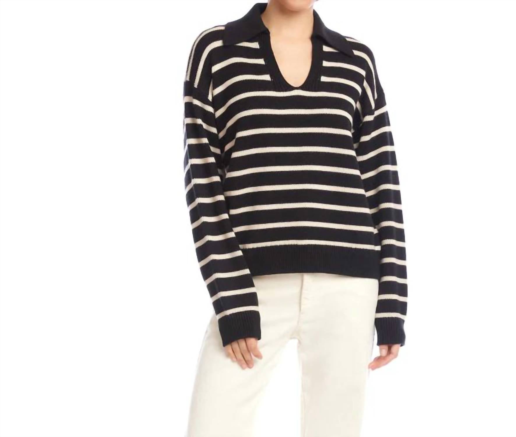 Karen Kane - Stripe Polo Sweater