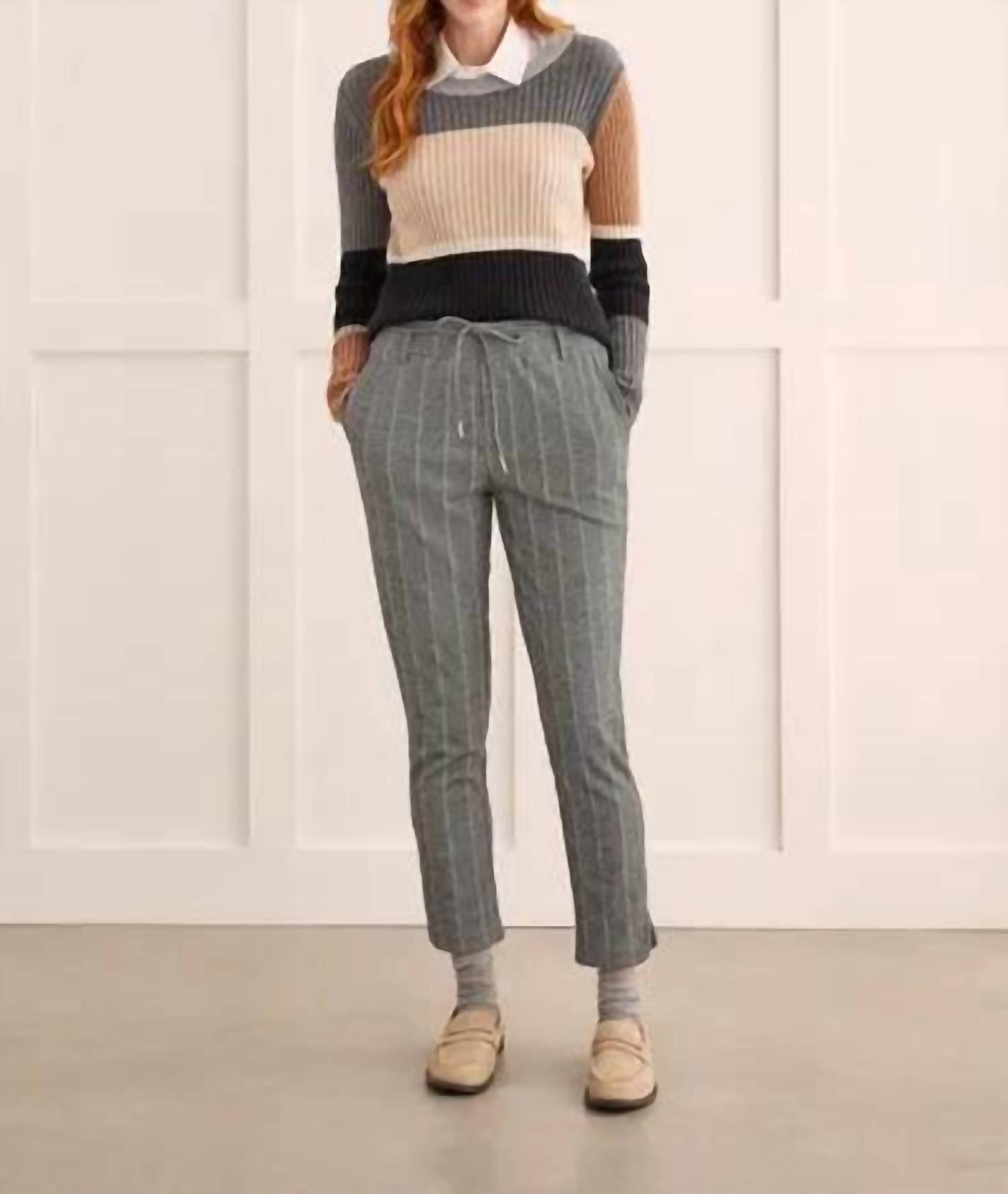 Tribal - Ribbed Color Block Crew Neck Sweater
