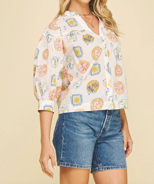 Pinch - Amalfi Print Button Down Top
