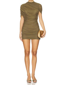 Amanda Uprichard Evianna Mini Dress in olive - women's dress