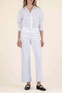 KUT FROM THE KLOTH Charlotte High Rise Wide Leg Jeans in optic white - women's jeans