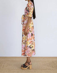 BANJANAN Daffodil Dress in bouquet antique - women's dress - detail view