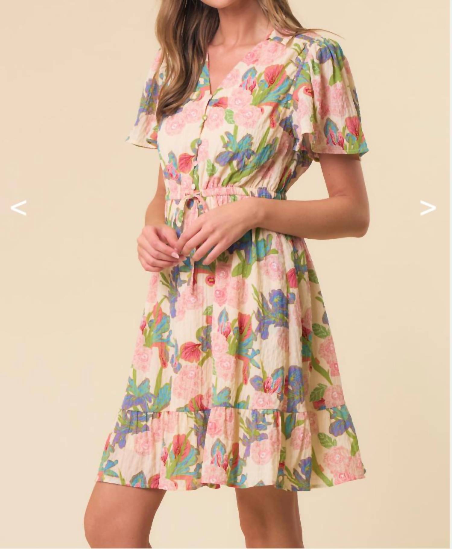 Doe and Rae Buttercup Mini Dress in multicolor - women's dress - alternate view
