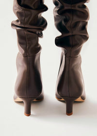 ALOHAS Women's Kalila Leather Boots in brown - women's shoe - detail view