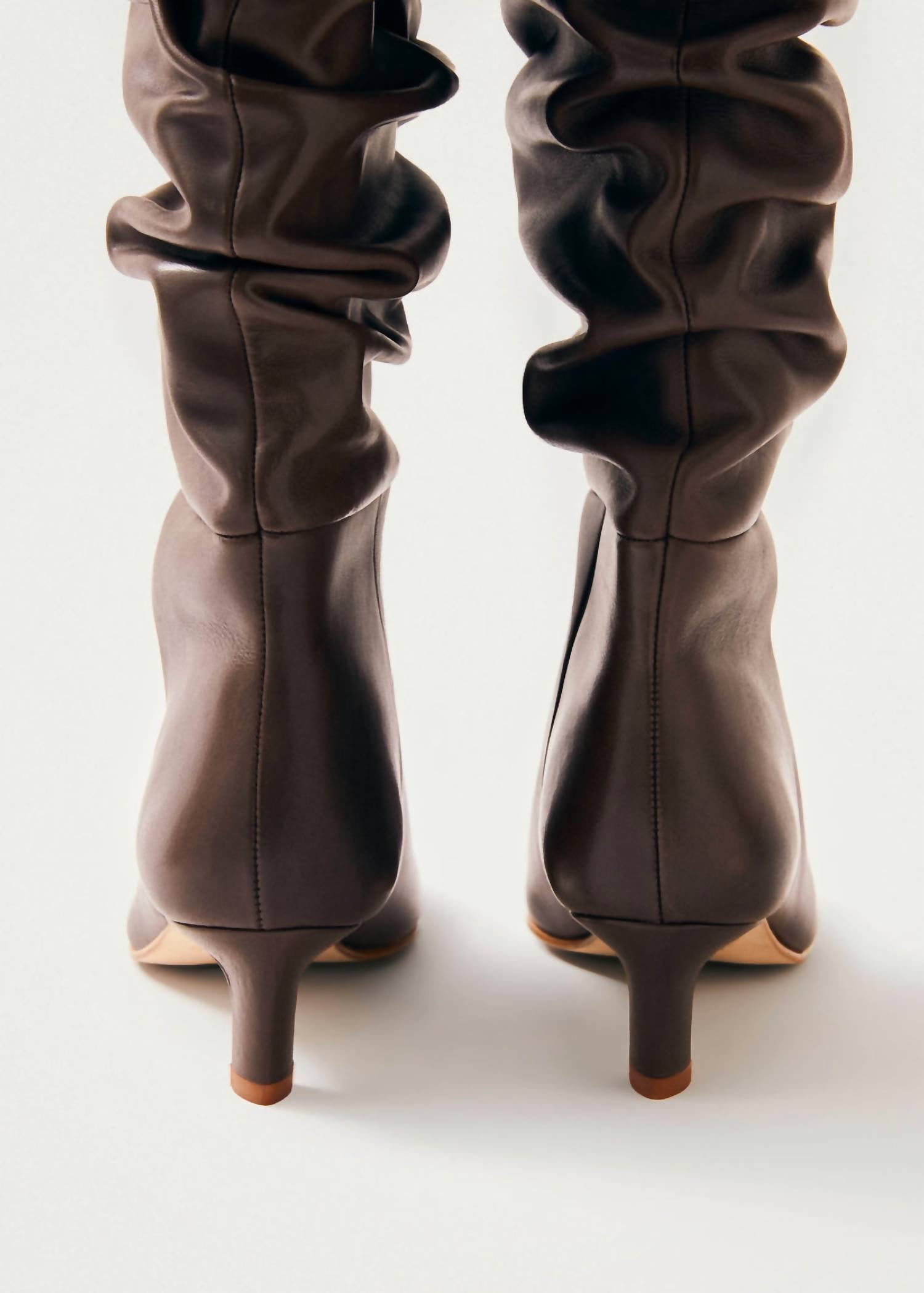 ALOHAS Women's Kalila Leather Boots in brown - women's shoe - detail view