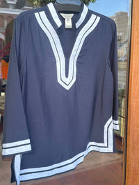 Multiples 3/4 Sleeve Top in midnight - women's blouse - alternate view