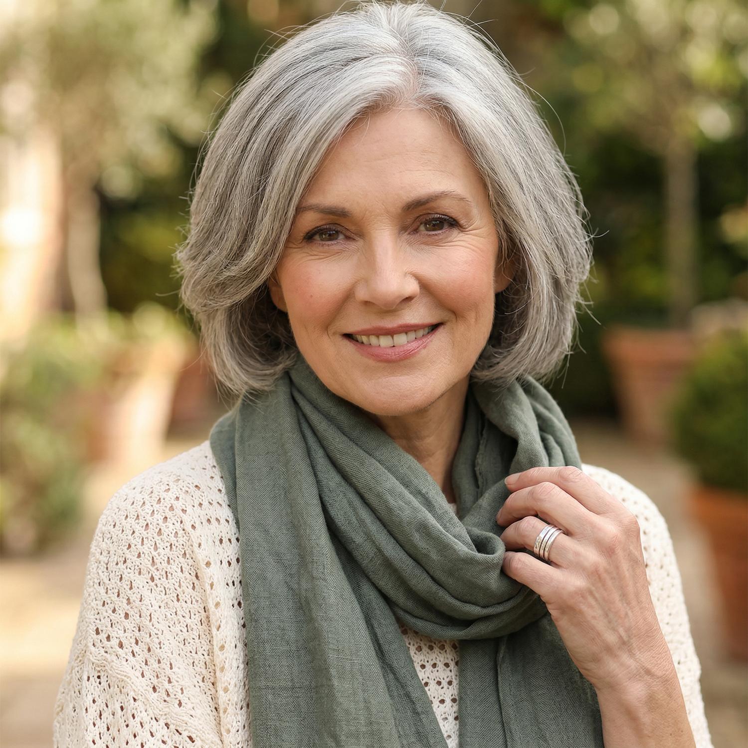 Made in Italy Sheer Linen Scarf in italy sheer linen scarf in olive - women's scarf - detail view