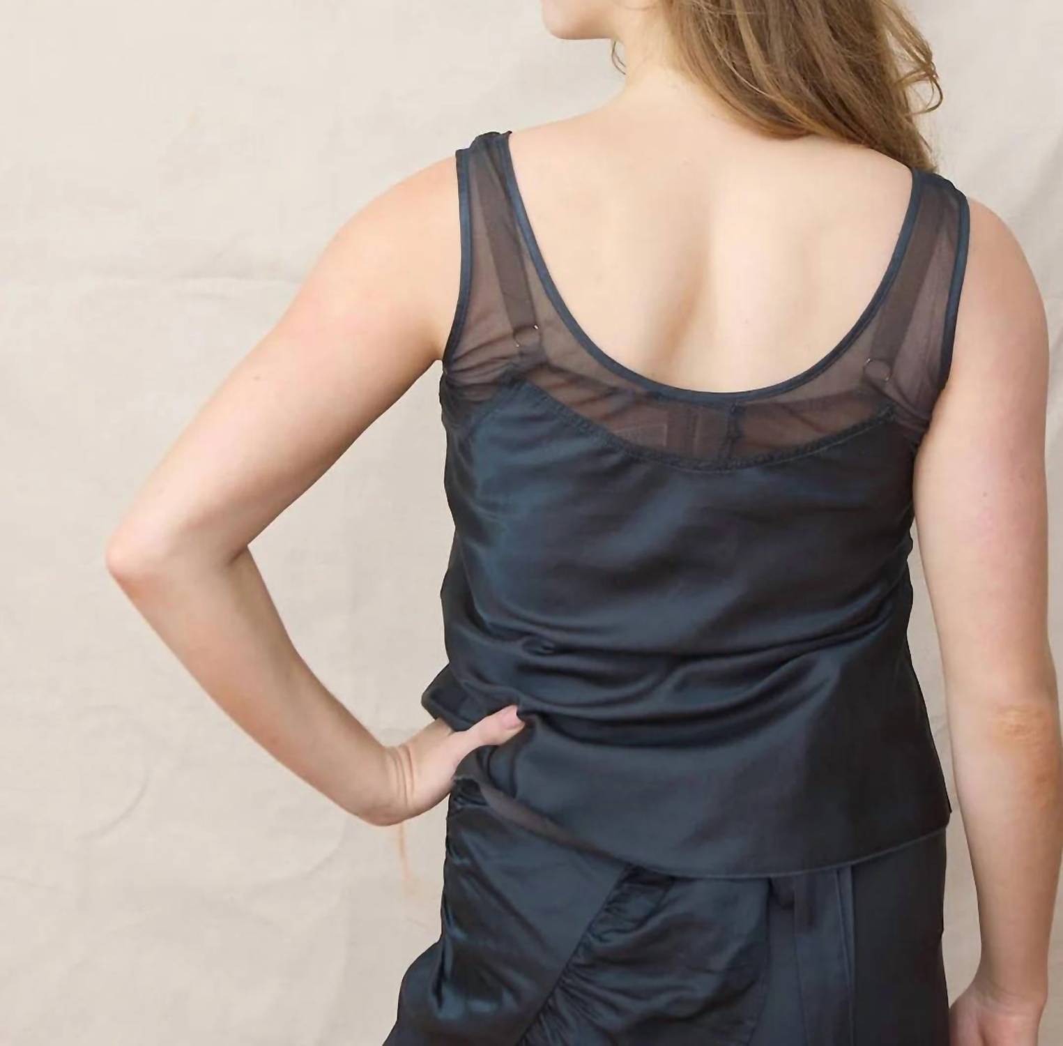 Brazeau Tricot Mix Media Tank in black - women's tank top - alternate view