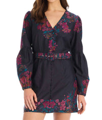 ALLISON NEW YORK Talia Mini Dress in painterly floral - women's dress - detail view