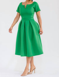 Karen T Design Pleated Midi Dress in emerald green - women's dress - view 6