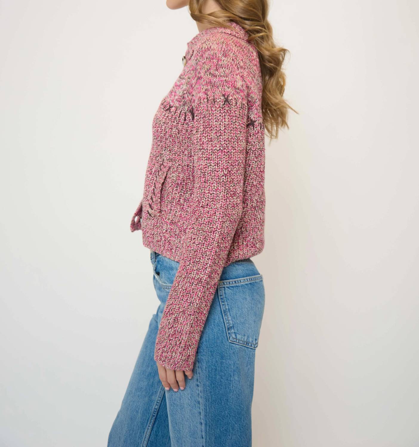 Central Park West - Parker Marled Collard Cardigan Sweater Top