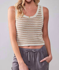 Blu Pepper - Stripe Crochet Knit Tank Top