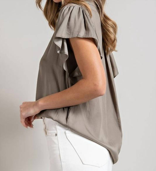 Eesome - Flutter Sleeve Satin Blouse