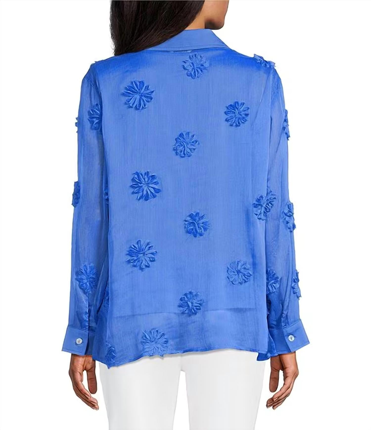 Multiples - Button Front Top With Floral Trim And Knit Tank