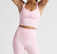 BEYOND YOGA Spacedye Intensity Racerback Cropped Tank Top in frosty pink heather - women's tank top