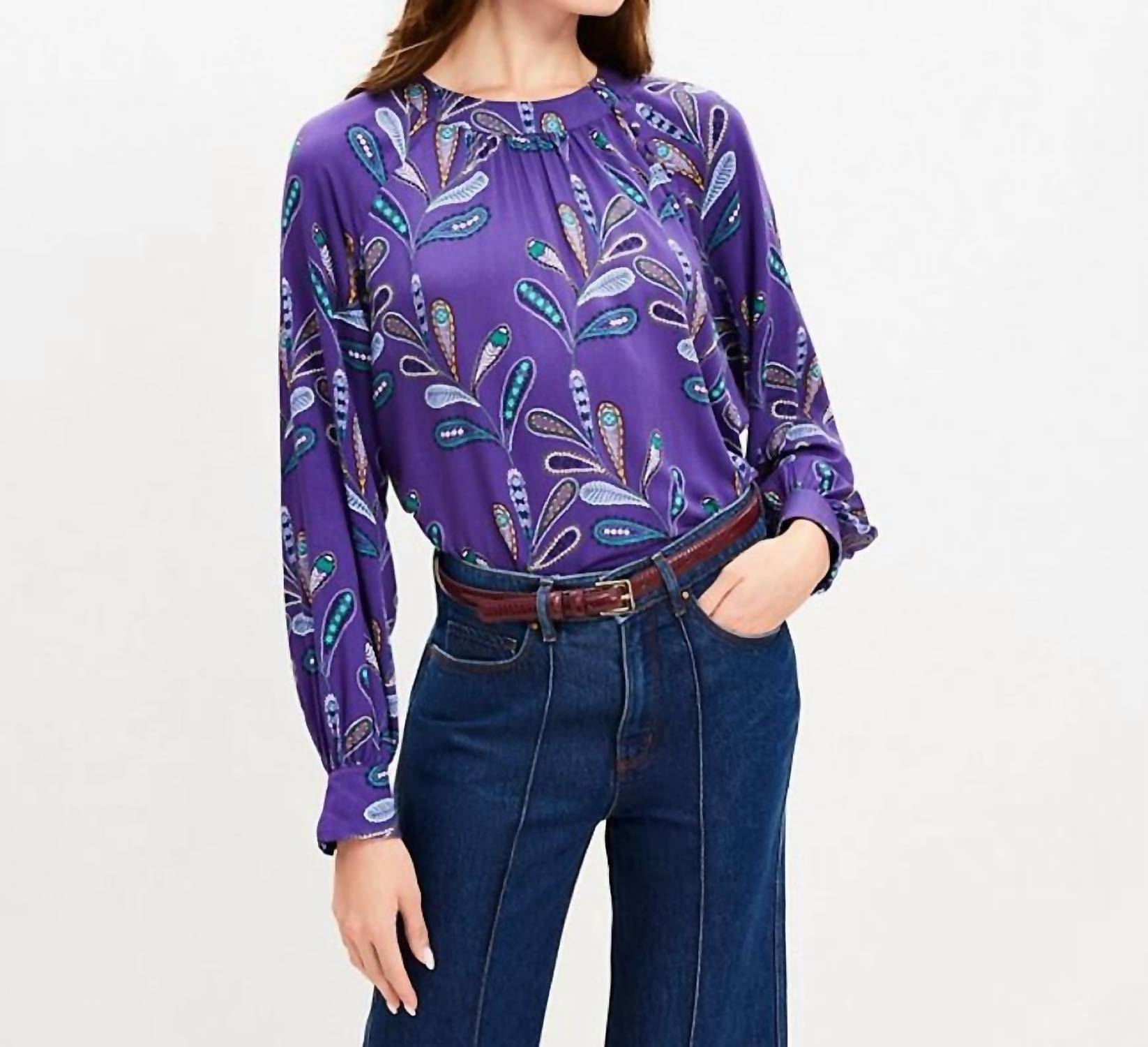 Loft - Paisley Button Raglan Blouse