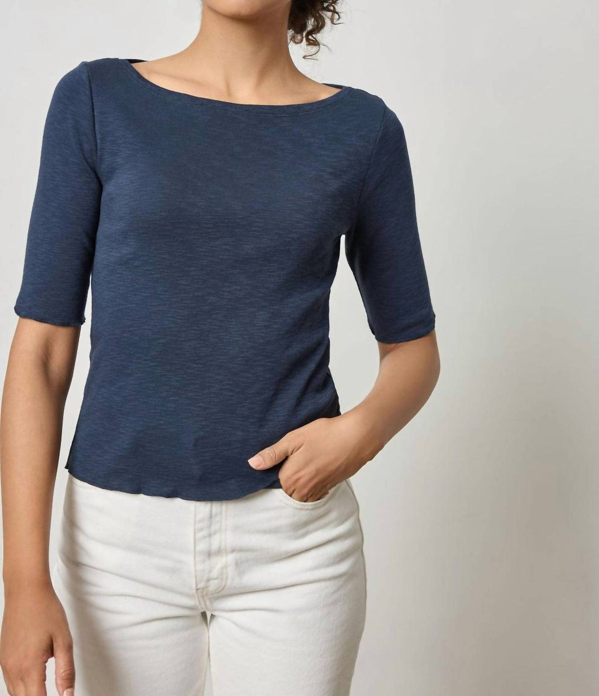 Lilla P - Women's Elbow Sleeve Boatneck Top