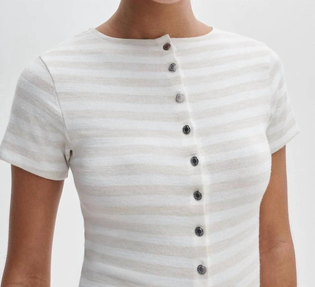 Rag & Bone - Knit Strp Button Tee
