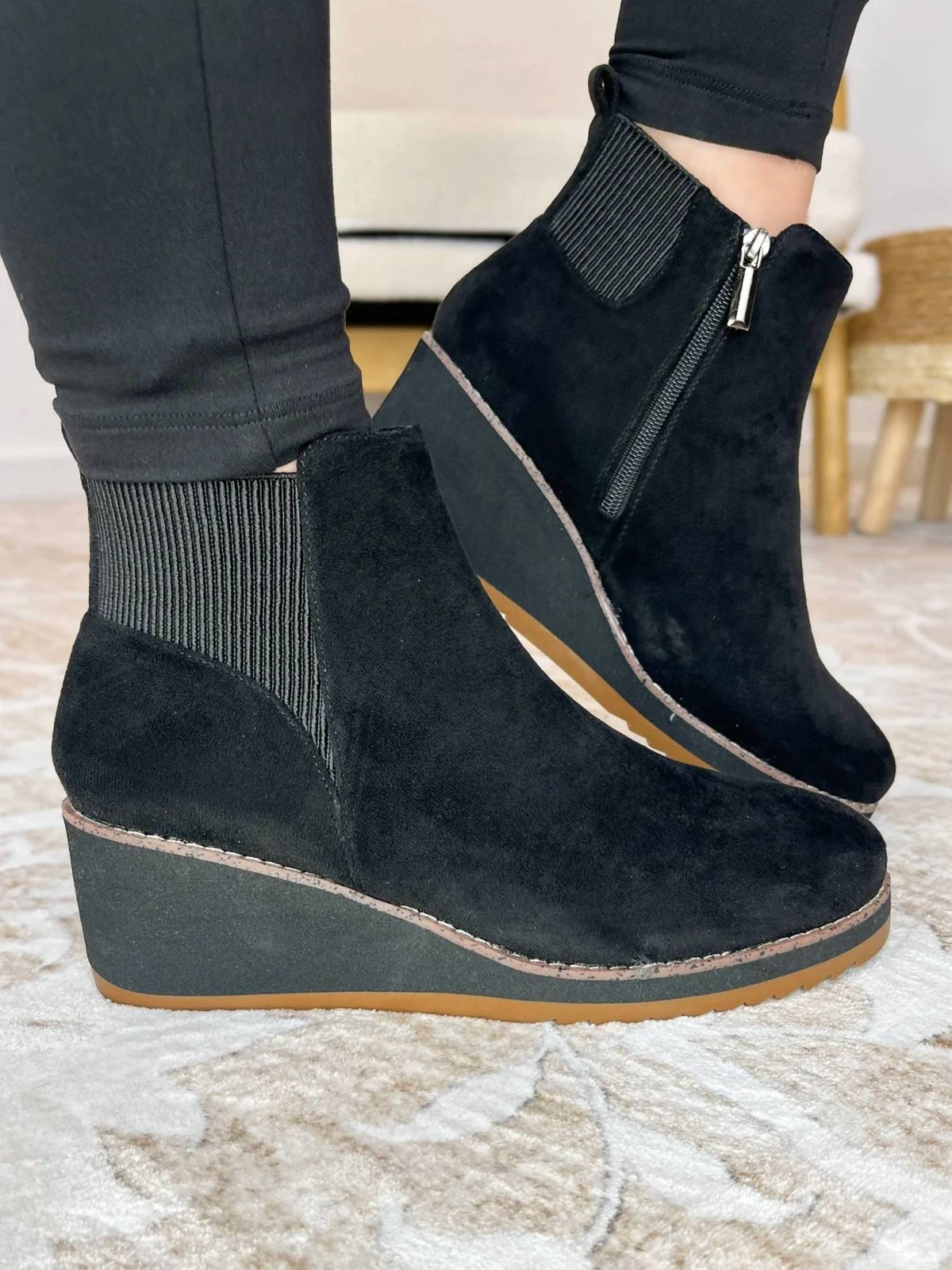 Corkys Footwear - Women's Let's Get Lost Faux Suede Wedge Booties