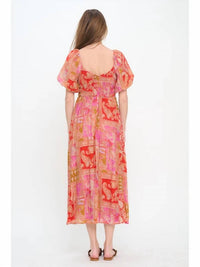 Meet Me In Santorini - Puff Sleeves Maxi Dress