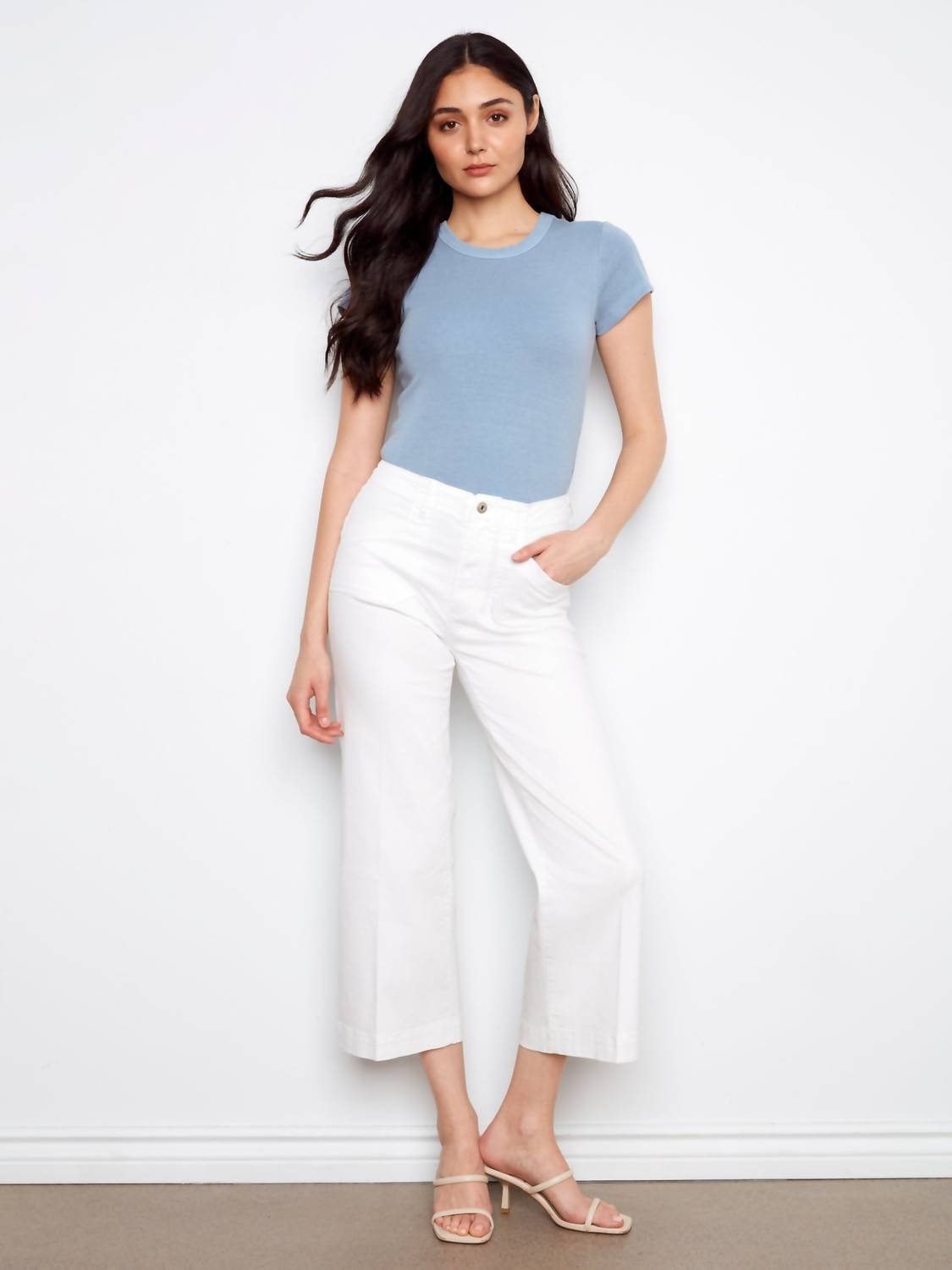 Charlie B - Cropped Wide Leg Colored Twill Pant