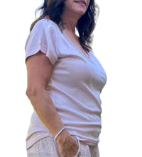 Made In Italy - Two Tone V Neck T-shirt With Faux Pocket