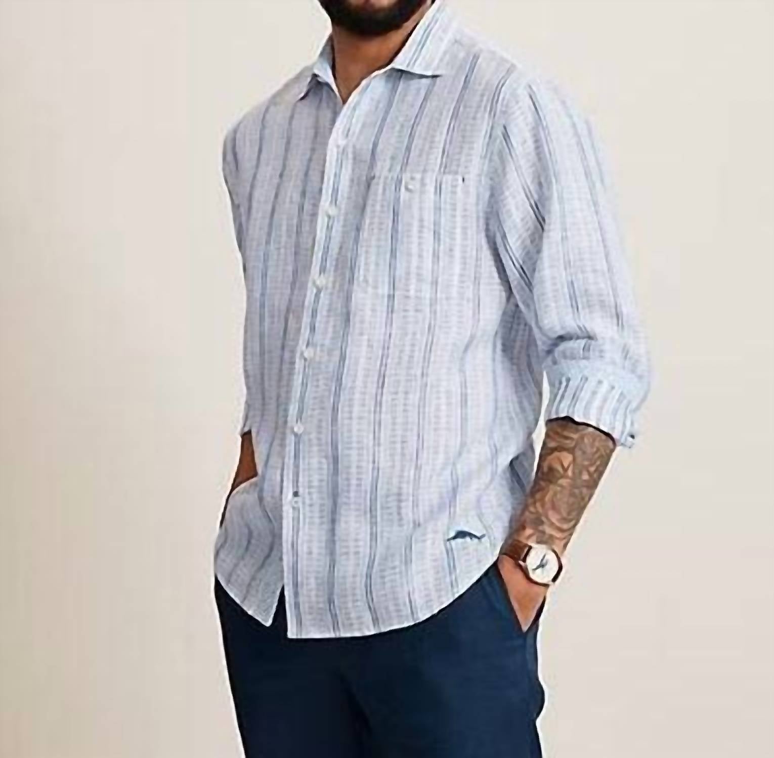 Tommy Bahama - Royale Stripe Linen Long-sleeve Shirt