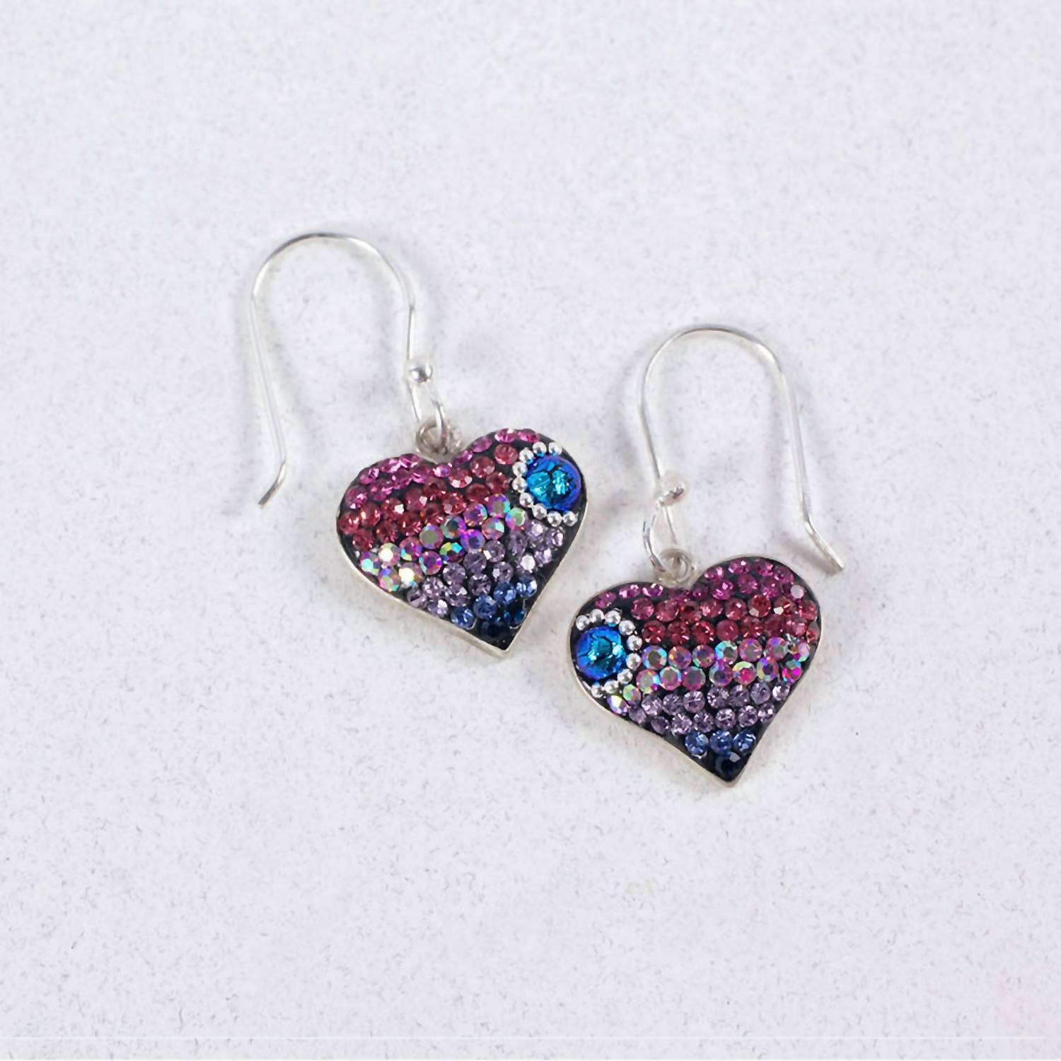 Mosaico - Women's Austrian Crystals Heart Earrings