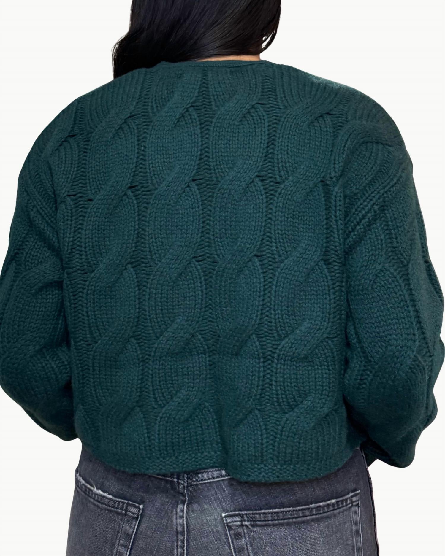 Sablyn - Jolie V-neck Cropped Cashmere Cable Knit Cardigan