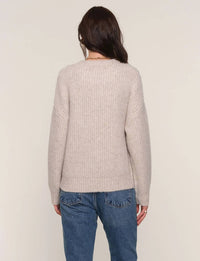 heartloom Raven Crew Neck Knit Sweater in oat - women's sweater - detail view
