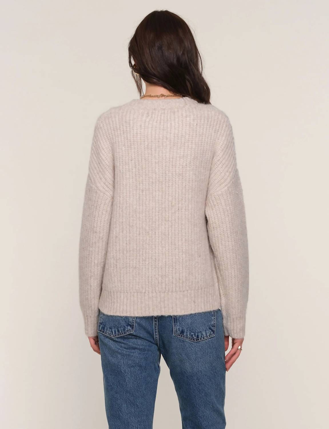 heartloom Raven Crew Neck Knit Sweater in oat - women's sweater - detail view