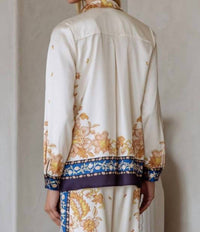 Skies Are Blue - Border Print Button Down Shirt