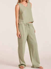 Bobi - V Neck Raw Edge Tank Top