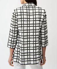 Joseph Ribkoff - Plaid Textured Open Front Blazer