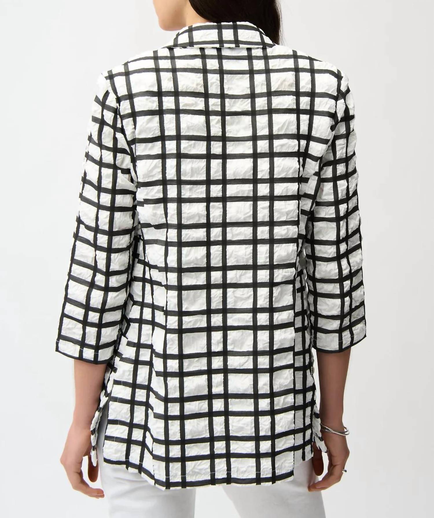 Joseph Ribkoff - Plaid Textured Open Front Blazer