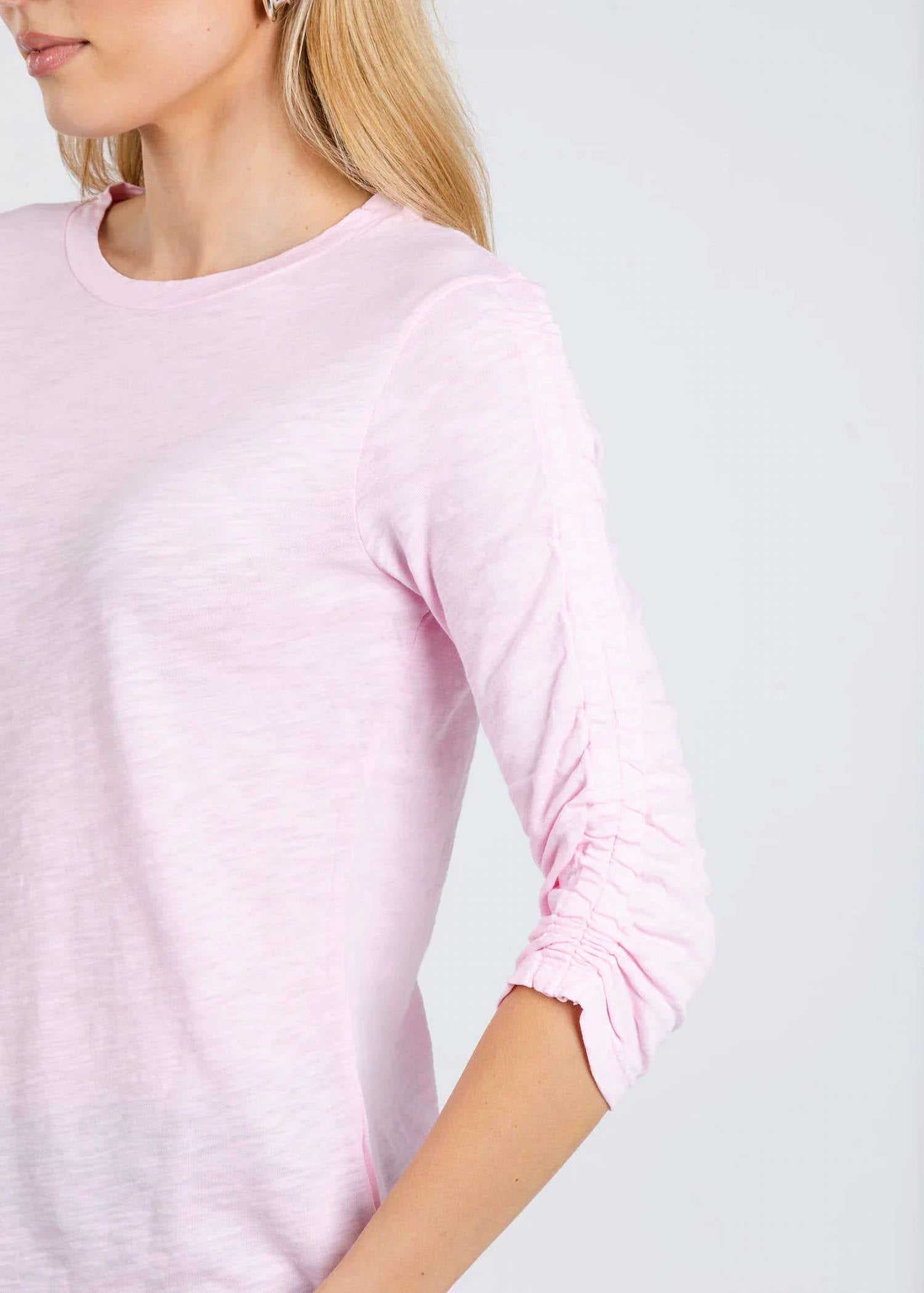 Elliott Lauren - Crissy Crew Neck Ruched Sleeve Tee