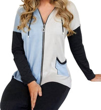 Color Block Zip Hoodie with Pocket